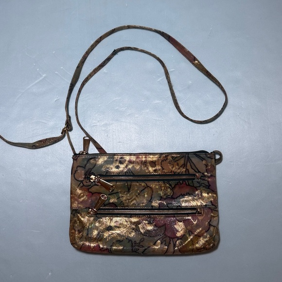 HOBO INTERNATIONAL Metallic Crossbody Purse Mara Bag Watercolor Floral - Picture 3 of 13